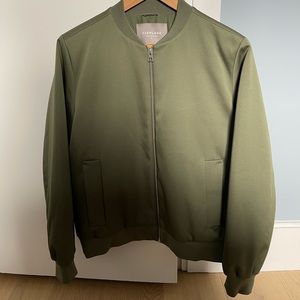 Everlane Olive Green Satin Bomber Jacket